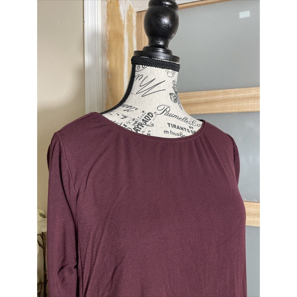White House Black Market Burgundy Red Pullover Dress Long Sleeve Size Large - Picture 3 of 6